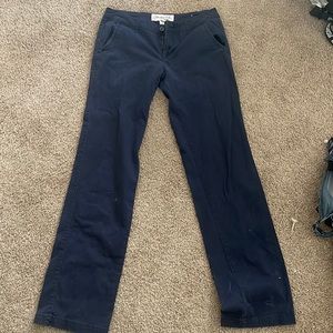 Size 2 navy dress pants! Fitted for long legs, I am 5’7 and they fit perfectly